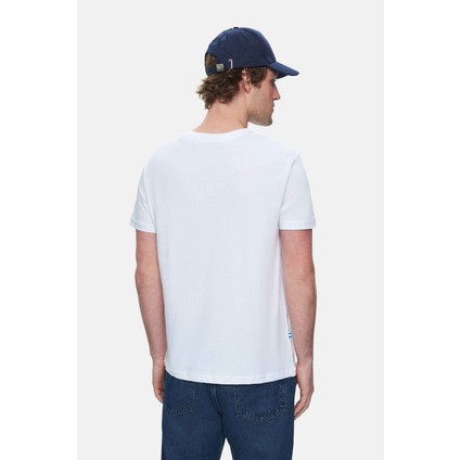Sherman Beyaz Bisiklet Yaka Baskılı Standard Fit Erkek Tshirt