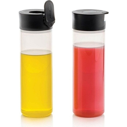 Renkli 2’li sosluk seti, 350ml, siyah kapak, şık ve kullanışlı tasarım