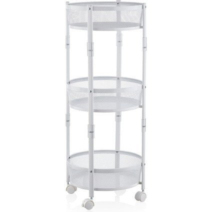 Üç katlı metal tekerlekli sepet, çok amaçlı organize, beyaz, 30x30 cm fırsatları