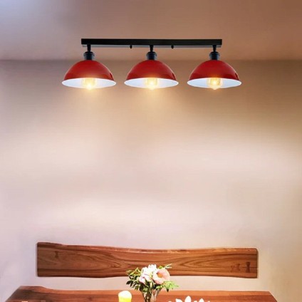 Riolihgt Modern,vintage,rustik Kırmızı Başlık 3XE27 Metal Plofonyer Sıralı Avize Taban UZUNLUK:60CM