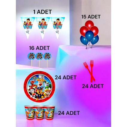 24 Kişilik Paw Patrol Temalı M Paket - Doğum Günü Parti ve Eğlenceli Etkinlikler