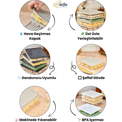 Hava Geçirmez, Dondurucu Uyumlu 4’lü Saklama Kabı Seti 2.5l (Toplam 10L) ile Tazelik ve Düzen fırsatları