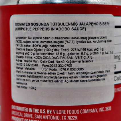 Chipotle Dom. Soslu Tütsülenmiş Jalapeno 199Gr.