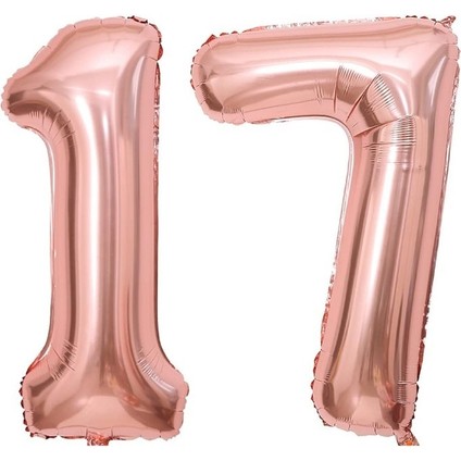 Rosegold 17 Rakam Folyo Balon 80 cm