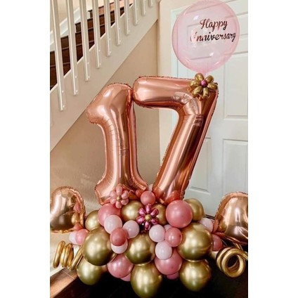 Rosegold 17 Rakam Folyo Balon 80 cm modelleri