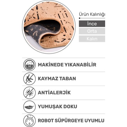 Venüs Hardal Iskandinav Desenli Kaymaz Pamuk Kilim – Makinede Yıkanabilir, Modern ve Dayanıklı Tasarım Halı