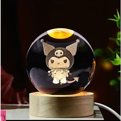Büro Ev Ofis Hediyesi Için 6 cm Kuromi Model Işıklı Cam Küre