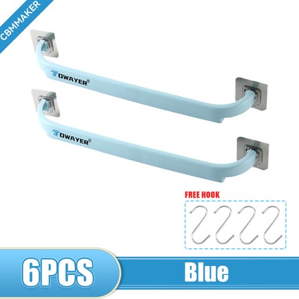 Mavi ve Dört Kanca Çok Fonksiyonlu Havlu Askıları Delme Yok Kalınlaştırma ve Uzatma Basit Ayakkabı Rafları Mutfak Banyo Yatak Odası Depolama Rafları (Yurt Dışından)