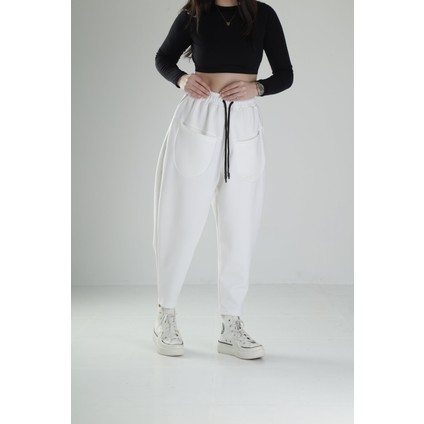 Önden Cepli Ekru Baget Pantolon modelleri