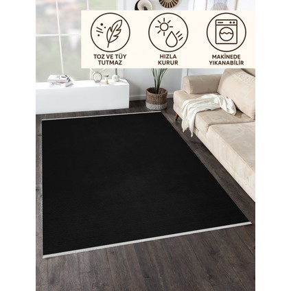 Lofy Halı Tek Renk Siyah Salon Halısı Kaymaz Taban 160X230 fırsatları
