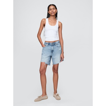 Kadın Mavi 8" Mid Rise '90S Loose Denim Bermuda Şort