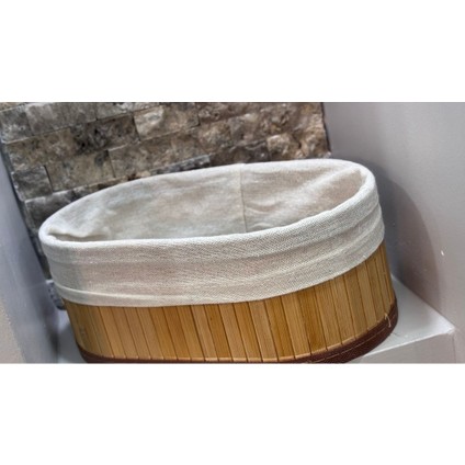 Elite Arin Homteks Tekli Oval Bambu Çok Amaçlı Sepet Orta Boy Ölçü Uzun-24 cm Geniş-14 Derin-8 1 Adet