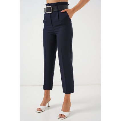 6556 Kemerli Kumaş Pantolon - Lacivert fiyatları