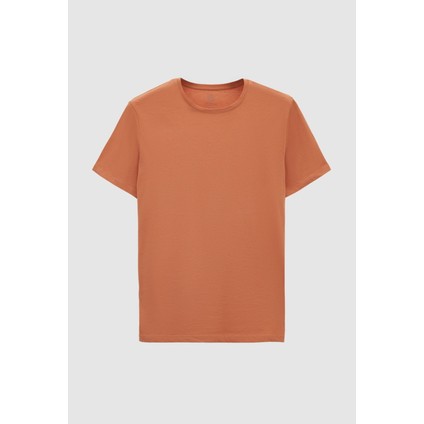 Slim Fit Tarçın Bisiklet Yaka Pamuklu Nefes Alabilen T-Shirt 4HC141996753M indirimleri