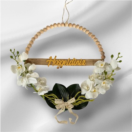 30 cm Metal Kasnaklı Orkide Çiçekli Dış Kapı Süsü – Hoşgeldiniz Yazılı Ev Dekoru ve Hediyelik Şık Dekor -Gold Hoşgeldiniz fırsatları