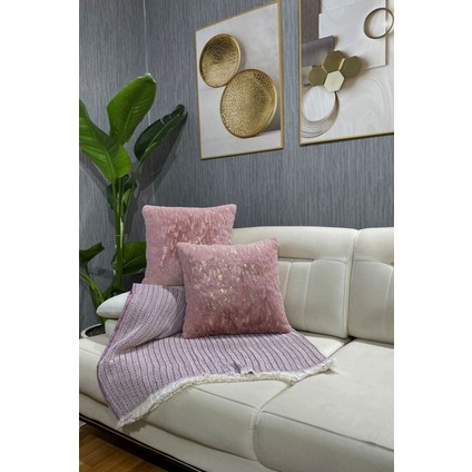 Varaklı Pelüş Rabbit Tavşan Kırlent Kılıfı Kare - Pudra