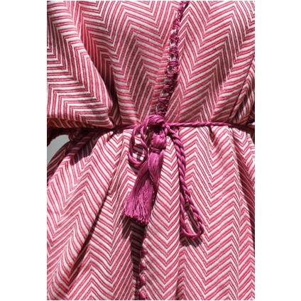 %100 Pamuk El Dokuması Tığ Işlemeli Kimono - Bordo fiyatları