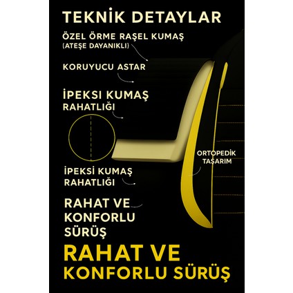 Honda Concerto (4 Kapı) 1988–1994 Pulse Serisi Raşel Siyah Sarı Koltuk Kılıfı