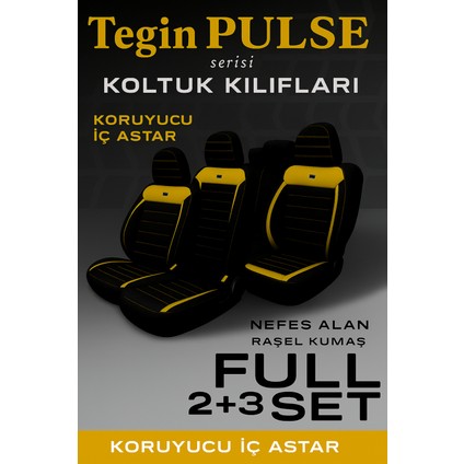 Honda Concerto (4 Kapı) 1988–1994 Pulse Serisi Raşel Siyah Sarı Koltuk Kılıfı