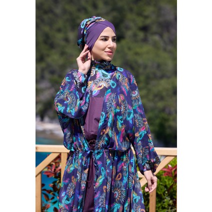 Kadın Tesettür Pareo Beli Bağcıklı Renkli Desen ile Şık Yazlık Seçim modelleri