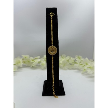 22 Ayar Altın Kaplama Burgu Zincirli Tuğralı Motif Set Kolye,bileklik,küpe LVD524