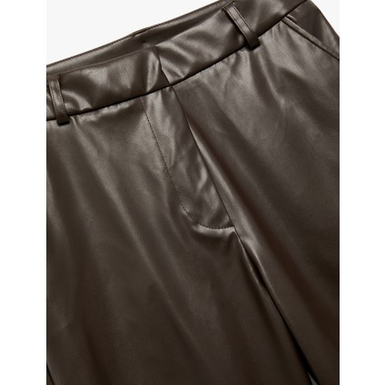 Cepli Düz Bol Paça Suni Deri Pantolon modelleri