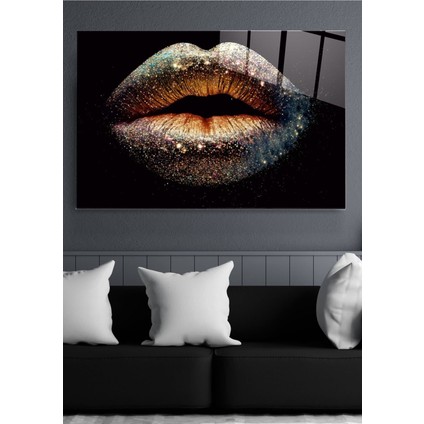 Silvery Lip Cam Tablo, Dekoratif Cam Tablo