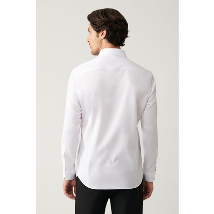 Erkek Beyaz Slim Fit %100 Pamuk Klasik Yaka Saten Gömlek B002002 fırsatları