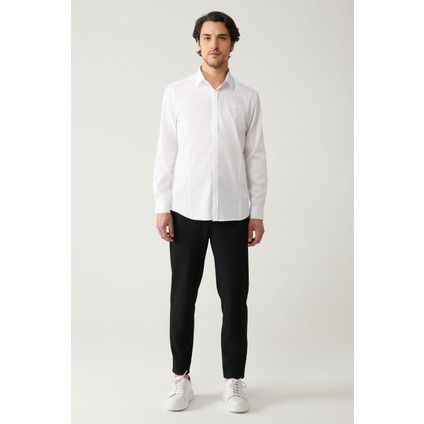 Erkek Beyaz Slim Fit %100 Pamuk Klasik Yaka Saten Gömlek B002002 indirimleri