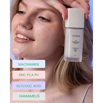 Glycolic Acid + Zinc Pca Akne Kremi | Siyah Nokta & Akne Karşıtı, Cilt Işıltı & Nem Desteği | 30ML