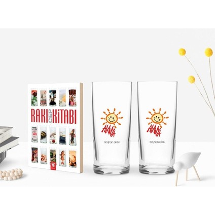 Renkli Tasarımlı Ikili Rakı Bardağı ve Cep Kitabı Seti, Hediye