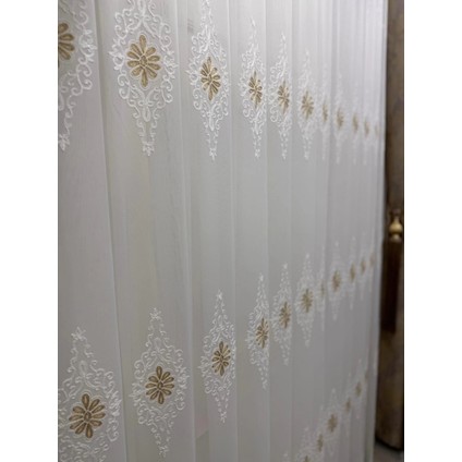 Nivemeshome Süzene 1950 Gold Detaylı 1/3 Sık Pileli Tül Perde Apm modelleri