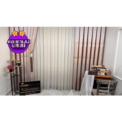 Nivemeshome Mızraklı FIR0914 AR03102 Duman Rengi 1/3 Sık Pileli Tül Perde Apm