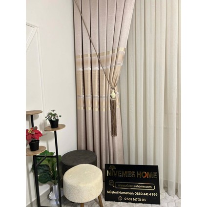 Nivemeshome Mızraklı FIR0914 AR03102 Duman Rengi 1/3 Sık Pileli Tül Perde Apm fırsatları