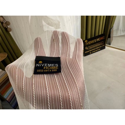 Nivemeshome Gold Detaylı Simli 1/3 Sık Pileli Tül Perde Apm fiyatları