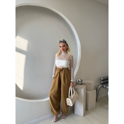 Hardal Beli Lastikli Şalvar Pantolon fiyatları