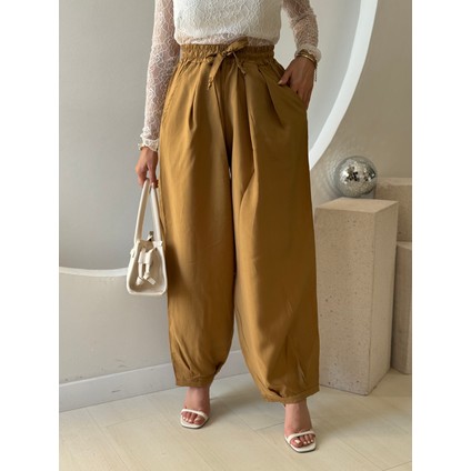 Hardal Beli Lastikli Şalvar Pantolon fırsatları