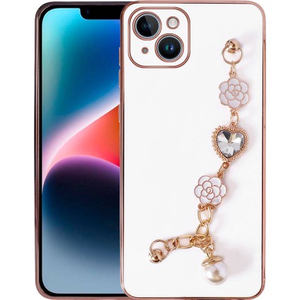 Apple iPhone 15 Kılıf El Tutamaçlı Kamera Korumalı Mtsc Taka Silikon Kapak-Beyaz