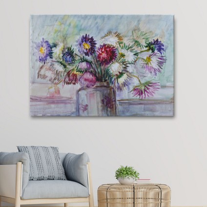 Yağlıboya Görünüm Aster Çiçeği Dekoratif Kanvas Tablo, Duvar Dekoru 3456 fiyatları