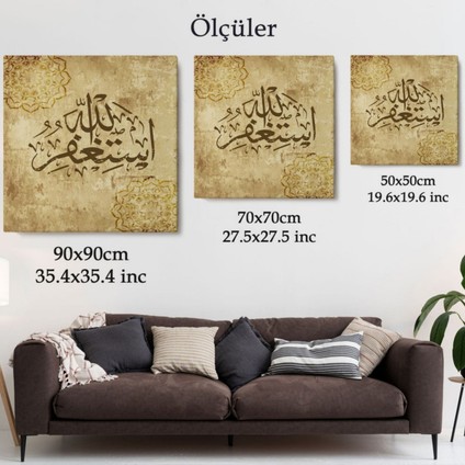Yüce Allah'tan Mağfiret Dileyin ve O'na Tövbe Edin, Hat Dekoratif Kanvas Tablo, Duvar Dekoru 3274 fırsatları