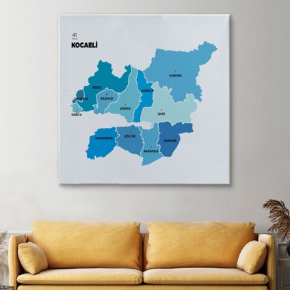 Il ve Ilçeler Haritası Kocaeli, Modern Dekoratif Kanvas Tablo, Duvar Dekoru 1402 fiyatları