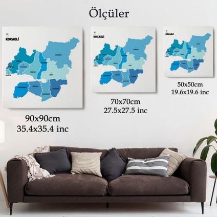 Il ve Ilçeler Haritası Kocaeli, Modern Dekoratif Kanvas Tablo, Duvar Dekoru 1402 modelleri