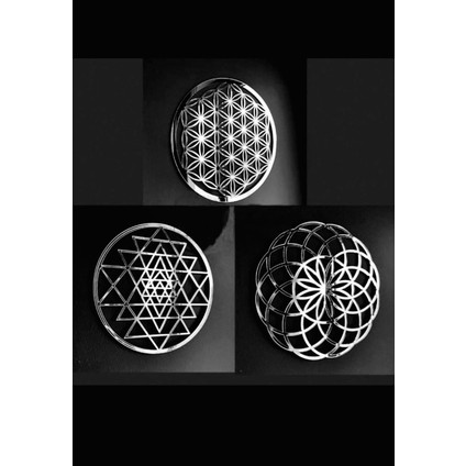 Yaşam Çiçeği Sri Yantra Torus Nefesi Üçlü Gümüş Rengi Aynalı Pleksi Dekoratif Tabloshri Yantra fiyatları