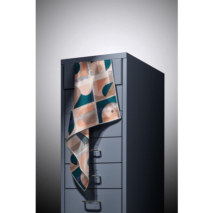 %100 Twill Ipek Geometri Desenli Lacivert - Vizon Renkli 90X90 Eşarp Kenar Dikiş Şekli El Dikişli modelleri