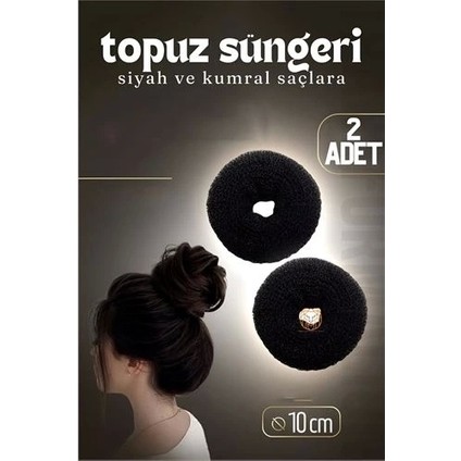 Siyah Saç Topuz Süngeri 2 Adet 10 cm Çap 4 cm Kalınlık fiyatları