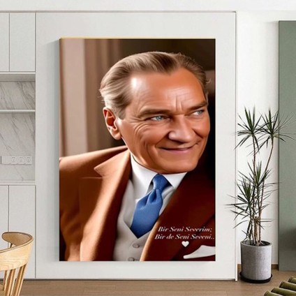 Gülen Atatürk Canvas Tablo Kanvas Duvar Dekarasyon Duvar Süsü Ölçü Seçmeyi Unutmayınız :)