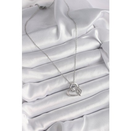 316L Çelik Gümüş Renk Zincir Zirkon Taş Detaylı Kalp Model Sonsuzluk Detay Kadın Kolye - TJ-BKO9584 fırsatları