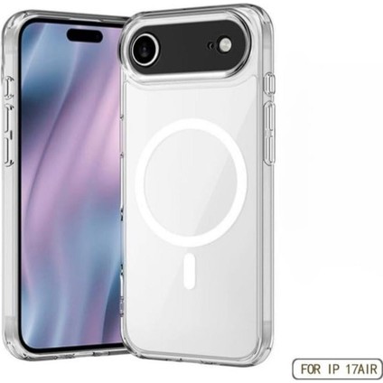 Apple iPhone 17 Air ile Uyumlu Magsafe Şeffaf Koruyucu Kılıf, Silikonlu Malzeme, Kablosuz Şarj Destekli Kapak