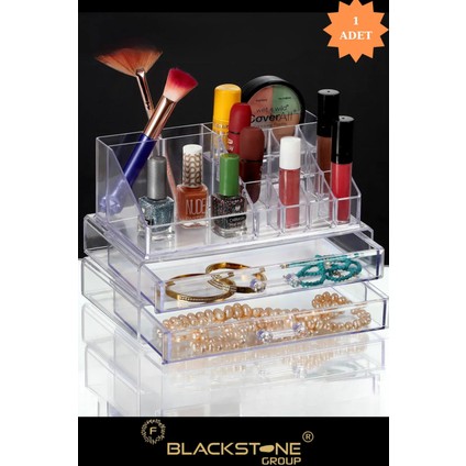 Iki Katlı Çekmeceli Makyaj Organizer Seti, Beyaz, Şık ve Pratik Düzenleyici