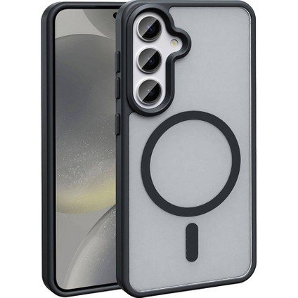 Galaxy S24 Kılıf Magsafe Şarj Özellikli Mat Arka Yüzey Scks Sio Kapak-Siyah